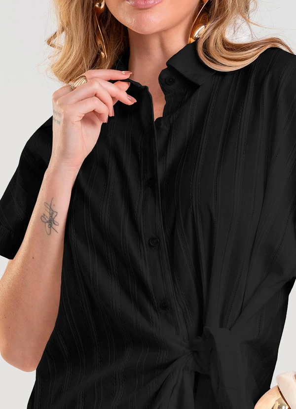 Dianna - Camisa Feminina em Tricoline Preto 4
