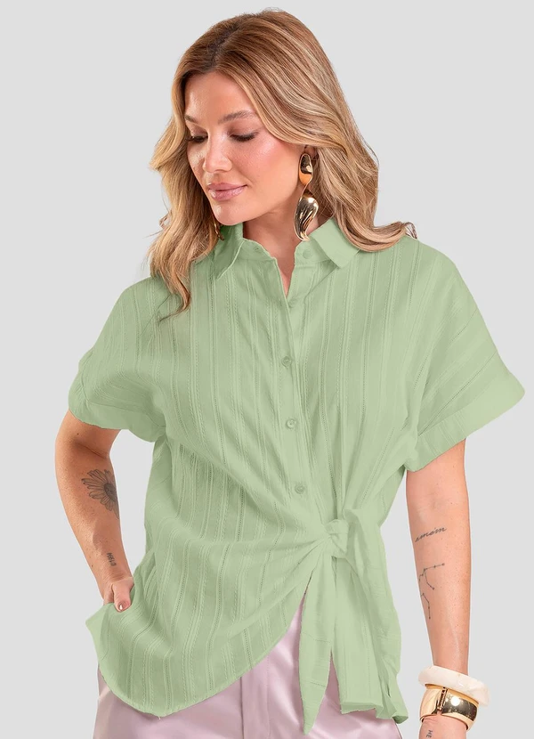 Dianna - Camisa Feminina em Tricoline Verde