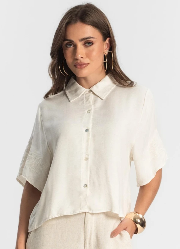 Endless - Camisa Feminina em Viscolinho Bege