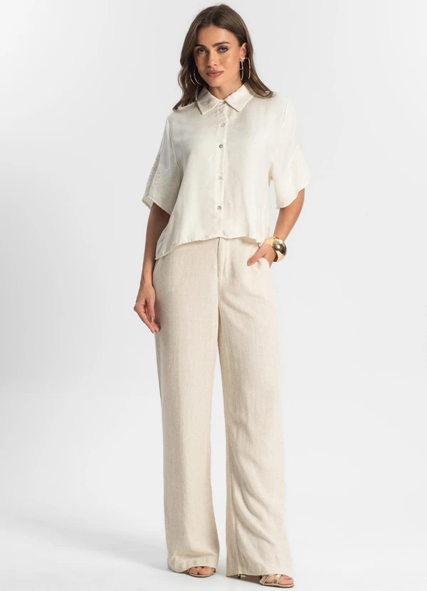 Endless - Camisa Feminina em Viscolinho Bege 3