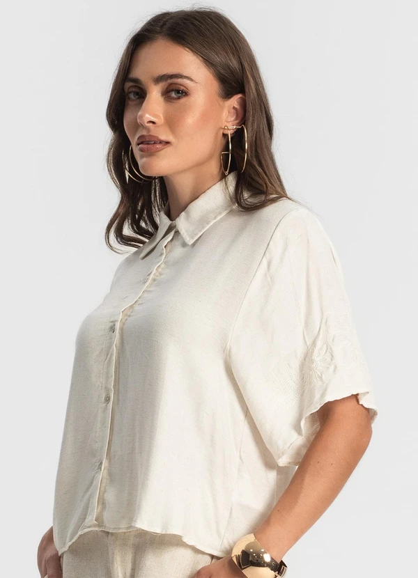 Endless - Camisa Feminina em Viscolinho Bege 4