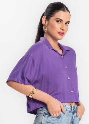 Endless - Camisa Feminina em Viscose Creponada Roxo - ENDLESS