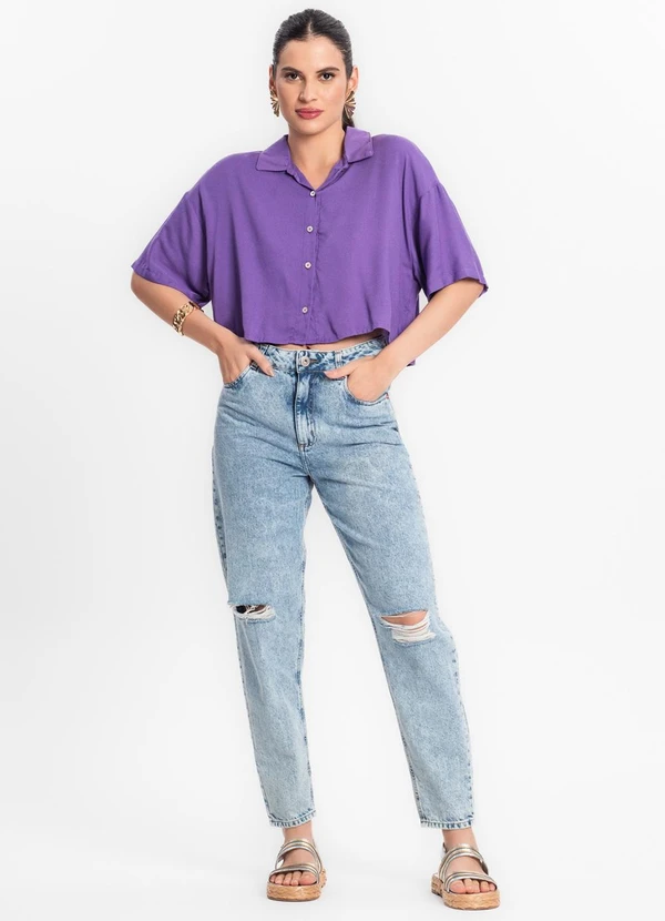 Endless - Camisa Feminina em Viscose Creponada Roxo 3