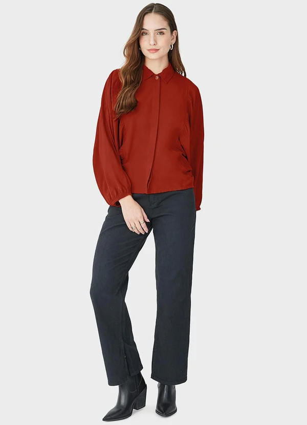 Malwee - Camisa Feminina em Viscose Terracota 2