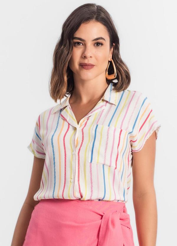 Select - Camisa Feminina Estampada Manga Curta Amarelo