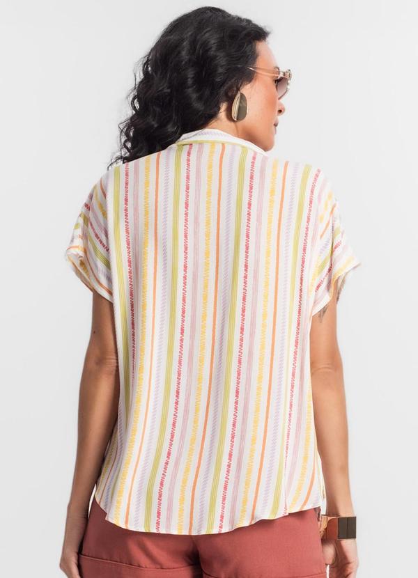 Select - Camisa Feminina Estampada Manga Curta Bege 2