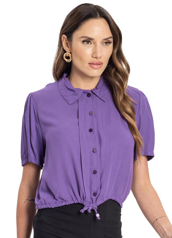 Endless - Camisa Feminina Gola Dupla Viscose Sarjada Roxo