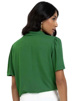 Endless - Camisa Feminina Gola Dupla Viscose Sarjada Verde - ENDLESS