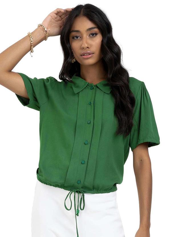 Endless - Camisa Feminina Gola Dupla Viscose Sarjada Verde