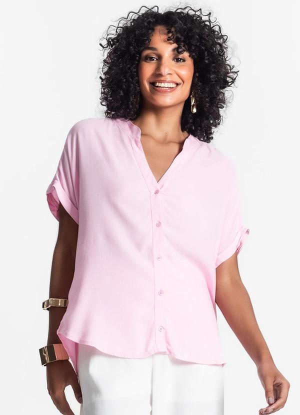 Select - Camisa Feminina Gola Padre Manga Curta Rosa