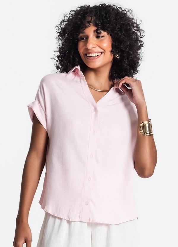 Select - Camisa Feminina Gola Padre Manga Curta Rosa 1