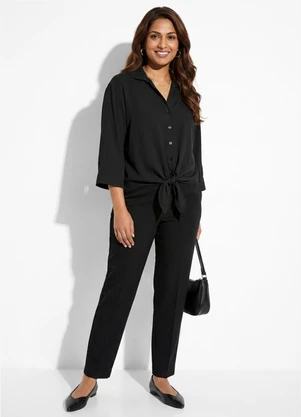 Marialícia - Camisa Feminina Laco Frontal Preto - MARIALÍCIA