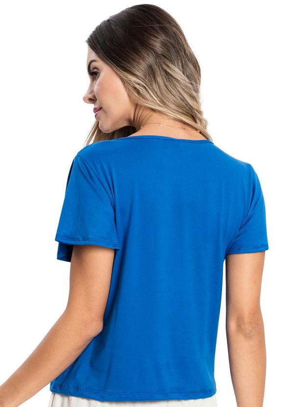 Rovitex - Camisa Feminina Malha Delicate com Botões Azul 2