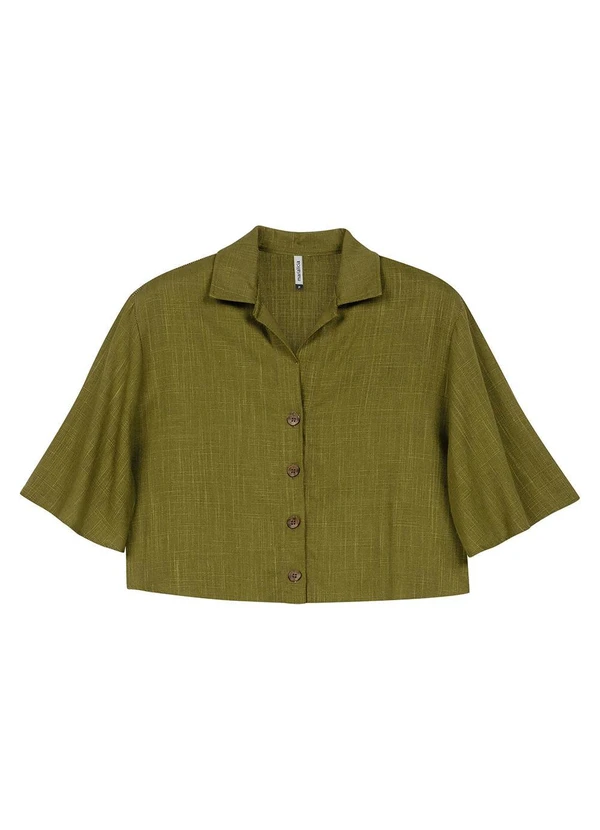 Marialícia - Camisa Feminina Manga Ampla Viscolinho Verde 3