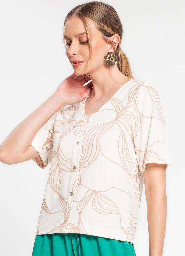 Rovitex - Camisa Feminina Manga Curta Bege