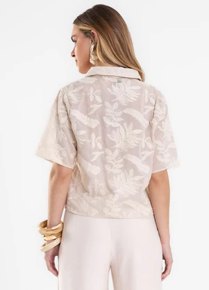 Endless - Camisa Feminina Manga Curta Bordada Bege - ENDLESS