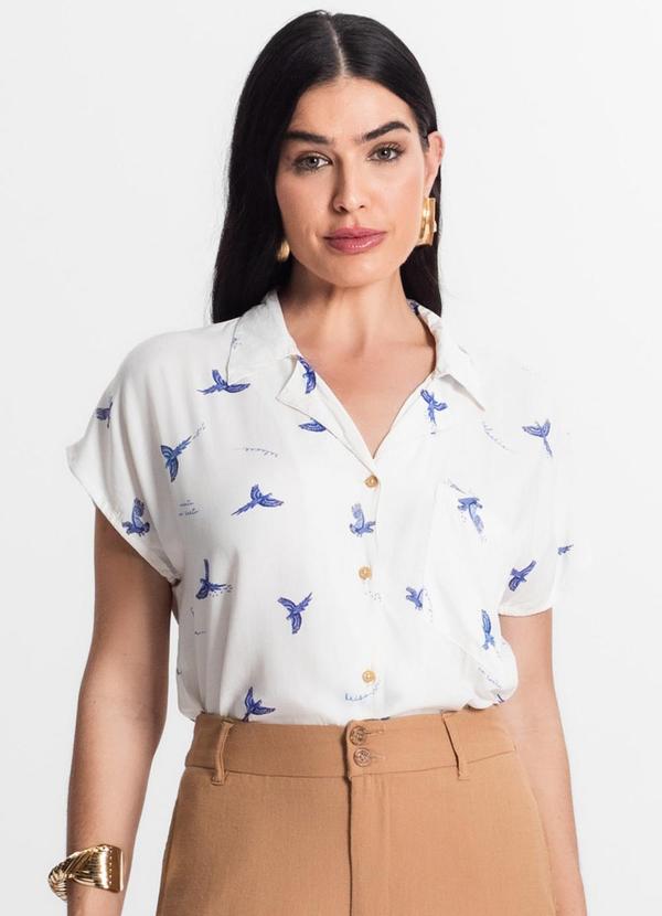 Select - Camisa Feminina Manga Curta Viscose Azul