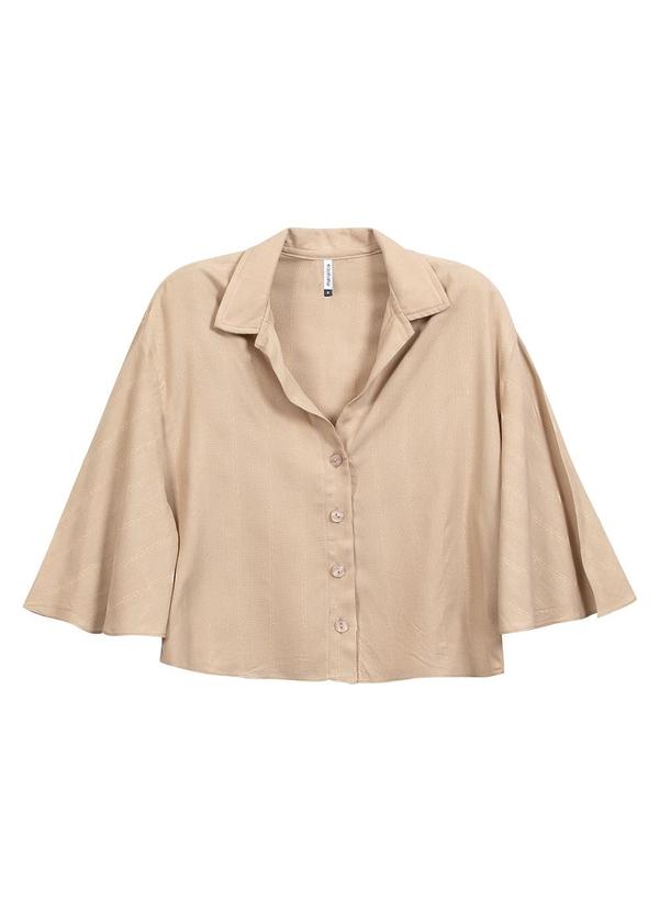 Marialícia - Camisa Feminina Manga Flare Bege