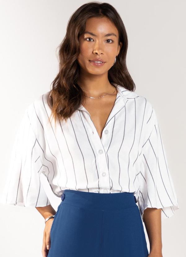 Marialícia - Camisa Feminina Manga Flare Branco