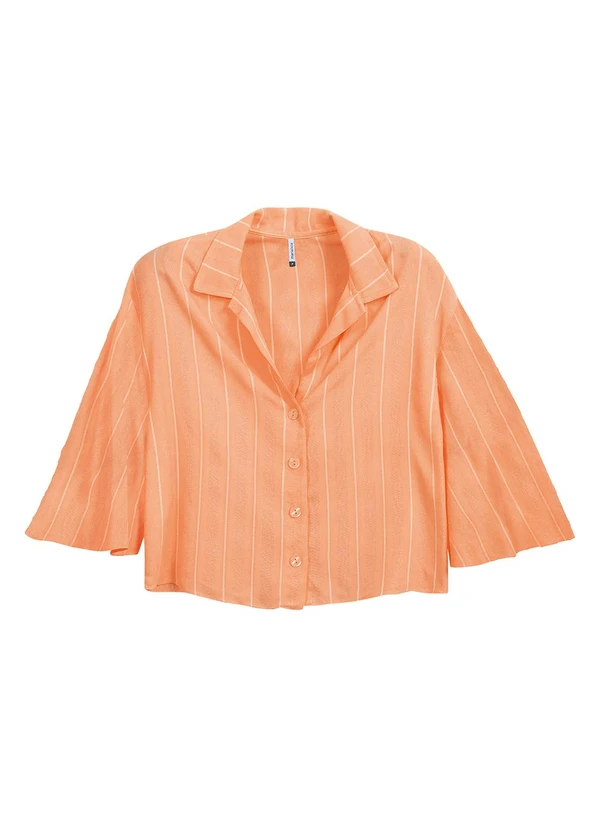 Marialícia - Camisa Feminina Manga Flare Laranja