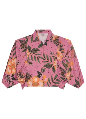 Malwee - Camisa Feminina Tropical em Viscose Rosa - MALWEE