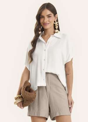 Rovitex - Camisa Feminina Viscose Bege - ROVITEX