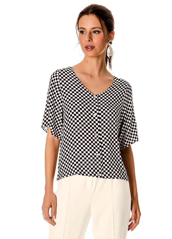 Rovitex - Camisa Feminina Viscose Creponada Preto