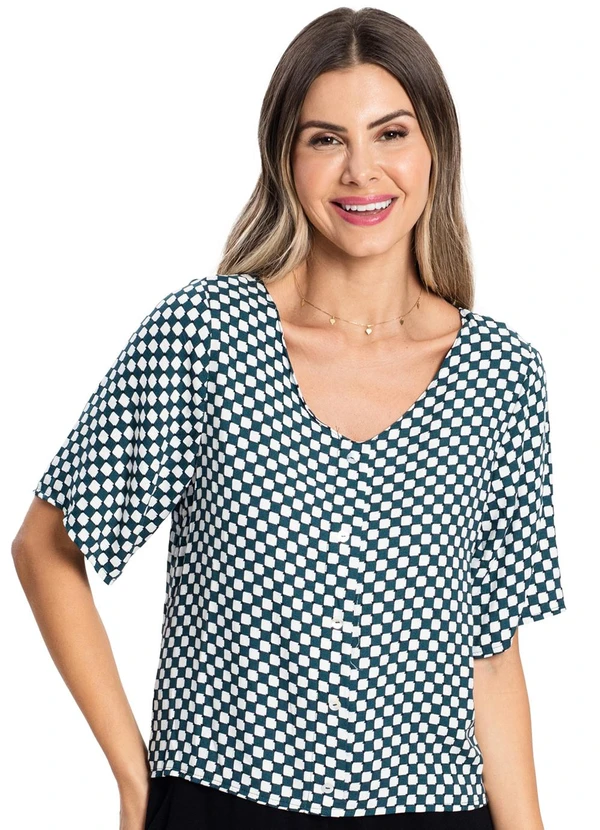 Rovitex - Camisa Feminina Viscose Creponada Verde