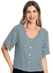 Rovitex - Camisa Feminina Viscose Creponada Azul - variação: Verde