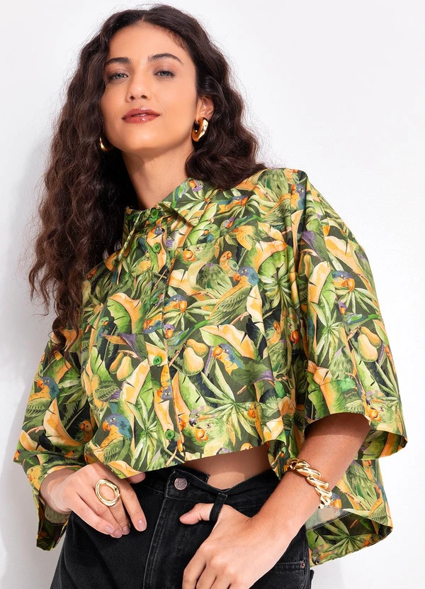 Farm - Camisa Floresta de Passarinho Verde