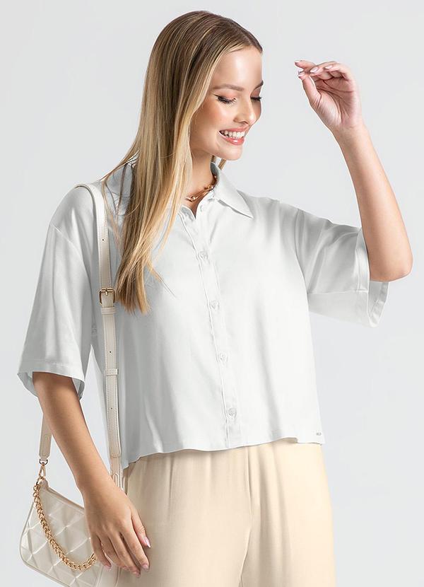 Cativa - Camisa Gola Polo em Viscose Branco