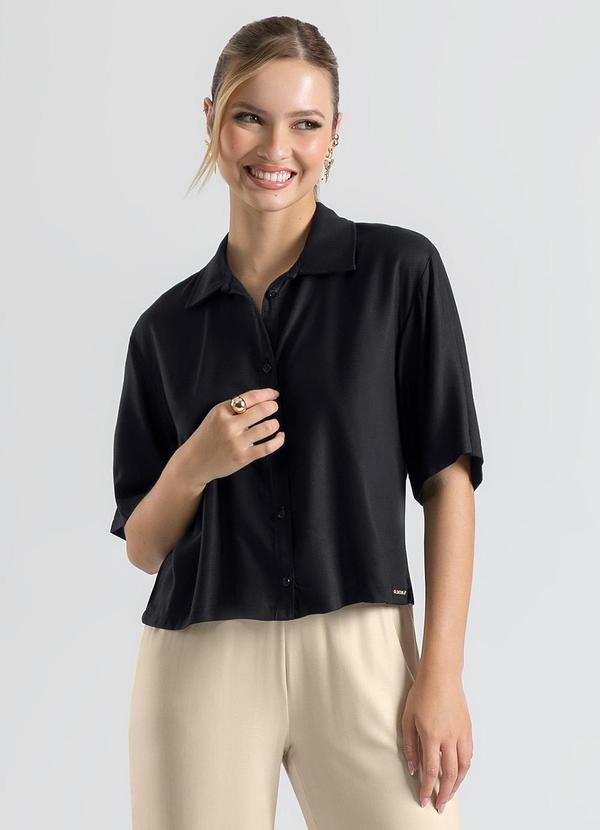 Cativa - Camisa Gola Polo em Viscose Preto