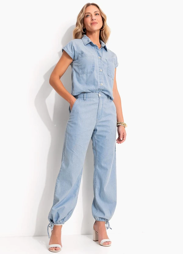 Quintess - Camisa Jeans Claro em Jeans Leve 3