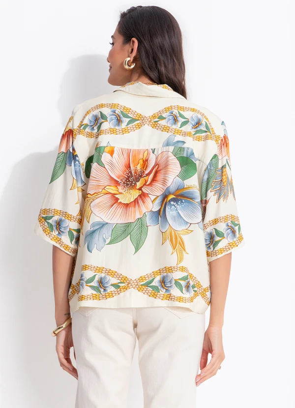 CAMISA LENCO JARDIM REAL BEGE - FARM
