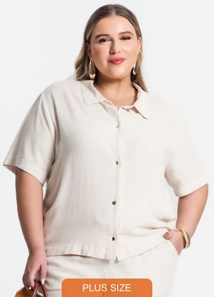 Secret Glam - Camisa Linho Strong Feminina Bege - SECRET GLAM