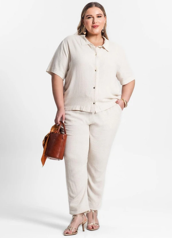 Secret Glam - Camisa Linho Strong Feminina Bege 3