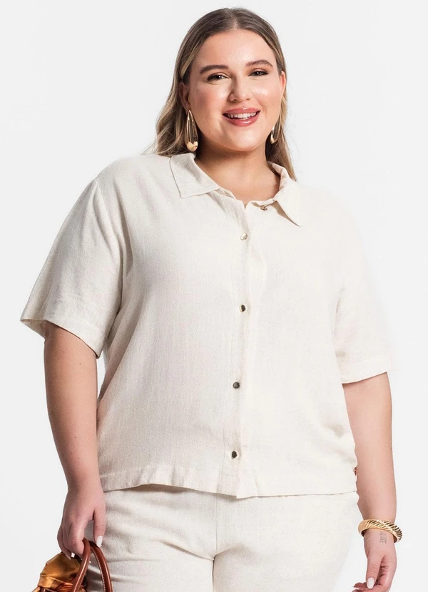 Secret Glam - Camisa Linho Strong Feminina Bege 4