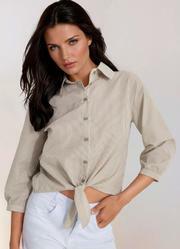 Camisa Listra Bege em Tricoline