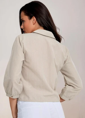 bonprix - Camisa Listra Bege em Tricoline - BONPRIX