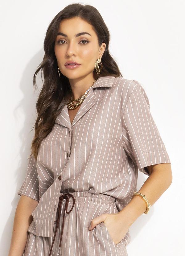 Colcci - Camisa Listrada Bege 1