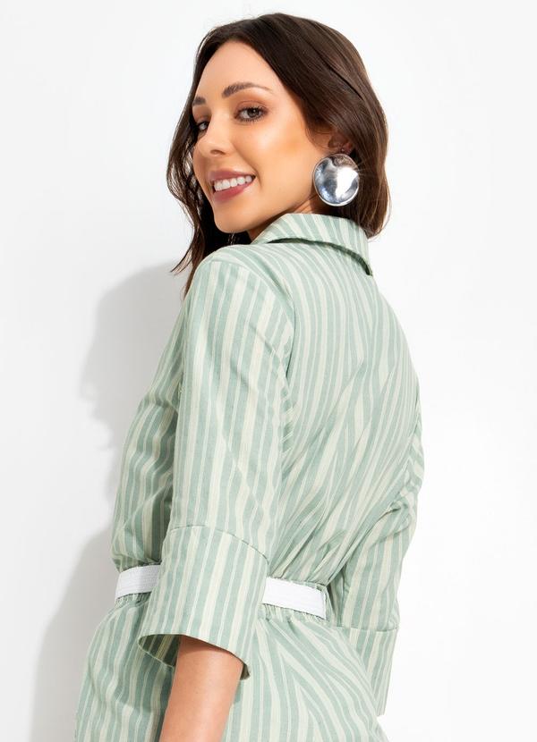 Bimini - Camisa Listrado Verde e Branco em Tecido Plano L 2