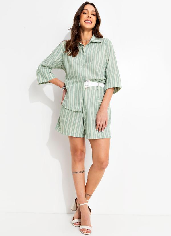 Bimini - Camisa Listrado Verde e Branco em Tecido Plano L 3
