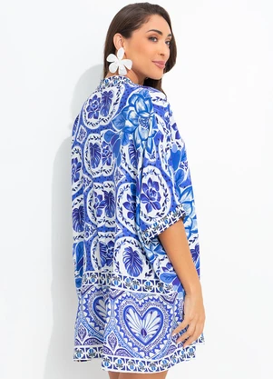 Farm - Camisa Localizada Mania de Azulejo Azul - FARM