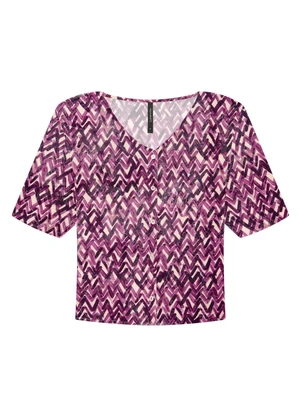 Lunender - Camisa Manga 3/4 em Viscose com Manga Flare Roxo - LUNENDER