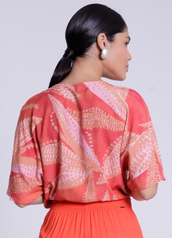 Lunender - Camisa Manga 3/4 em Viscose Vermelho 2