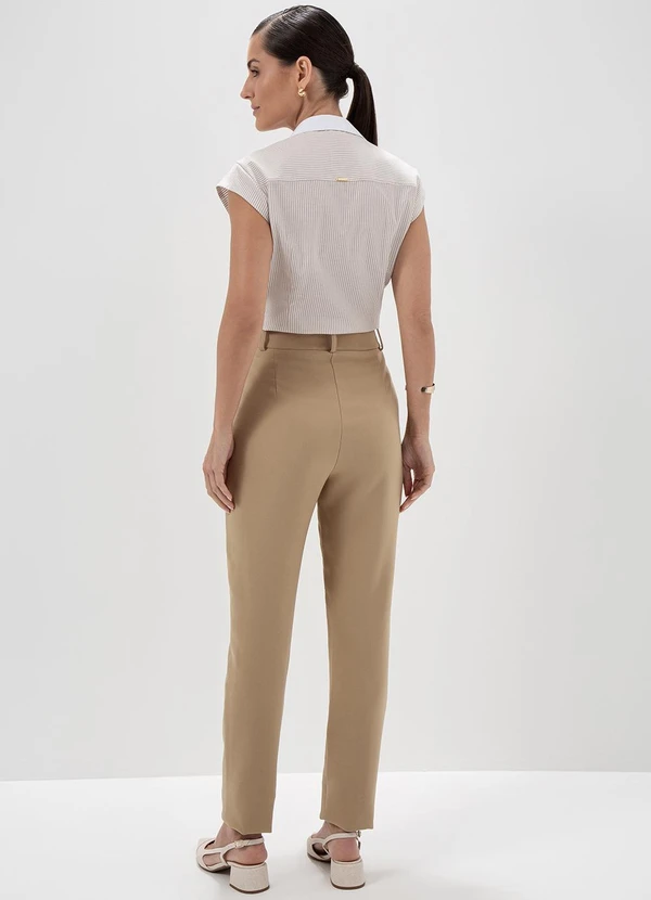 Principessa - Camisa Manga Copinho Listrada Off e Mocha Mousse Gabriele 4