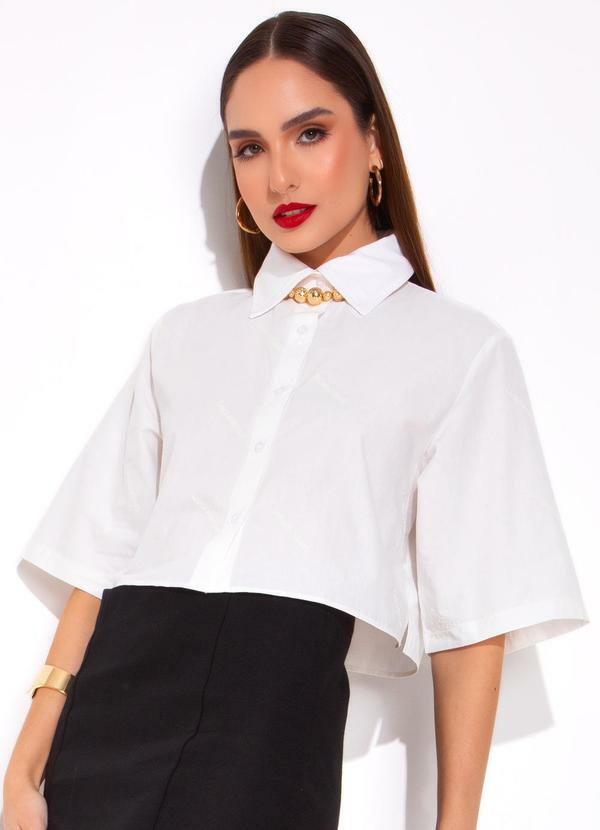 Lança Perfume - Camisa Manga Curta Bordada Branca