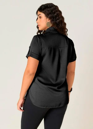 Elegance - Camisa Manga Curta com Barra Dobrada Preto - ELEGANCE