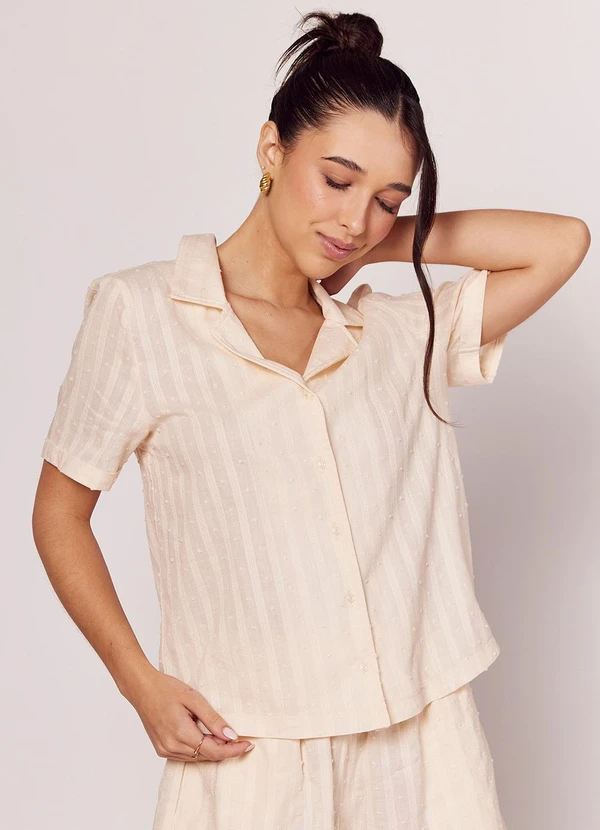 Sofie - Camisa Manga Curta com Textura Bordada Branco
