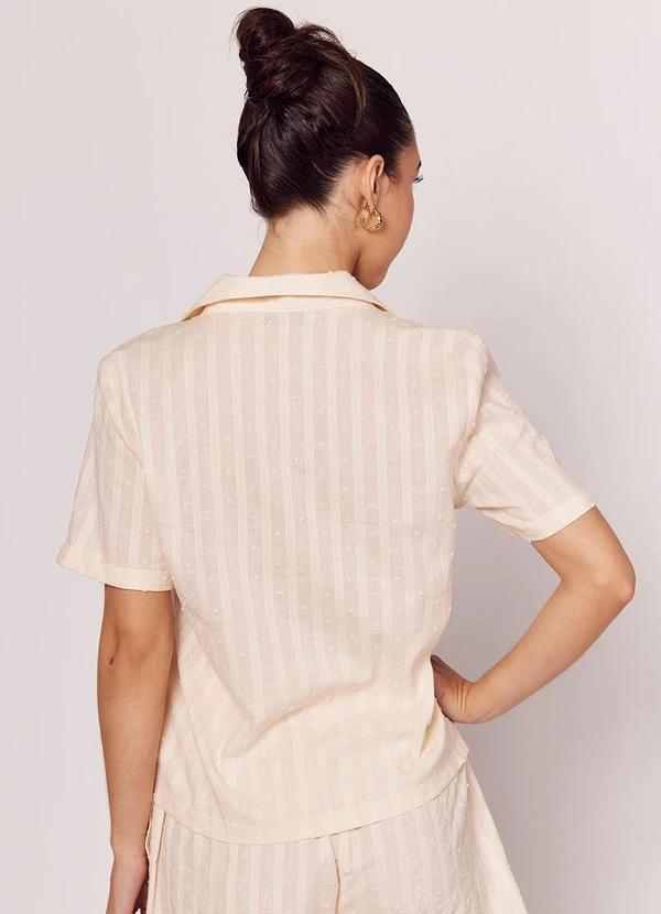 CAMISA MANGA CURTA COM TEXTURA BORDADA BRANCO - SOFIE